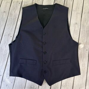 Formalities Brand Men’s XL 5 Button Front Silk Waistcoat Vest Navy/Black NEW.